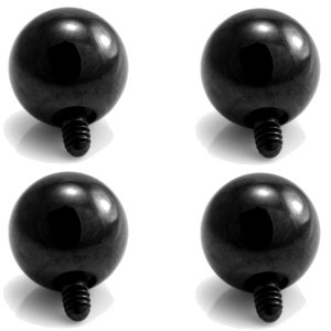 1.6mm Gauge PVD Black on Titanium Screw-on Ball - Internally-Threaded (4-Pack)