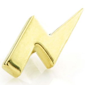 Threadless 18 Carat Yellow Gold Lightning Bolt Attachment