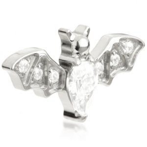 1.2mm Gauge Titanium Jewelled Bat Attachment - Internally-Threaded