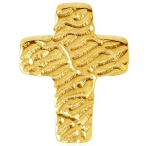 1.2mm Gauge Rippled PVD Gold on Titanium Crucifix Attachment - Internally-Threaded