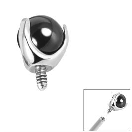 1.2mm Gauge Titanium Black Agate Ball Attachment - Internally-Threaded