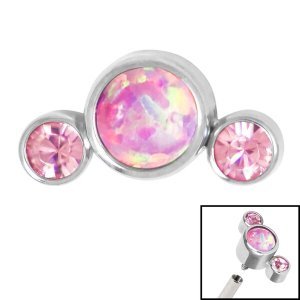 1.2mm Gauge Titanium Jewelled Opal Attachment - Internally-Threaded