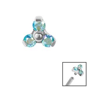 1.2mm Gauge Titanium Claw-Set Jewelled Mini Trinity Attachment - Internally-Threaded