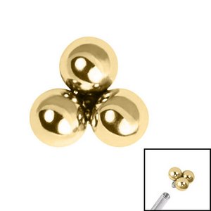 1.2mm Gauge Gold-Plated Titanium Trinity Ball Attachment - Internally-Threaded