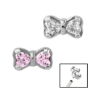 1.2mm Gauge Steel Jewelled Bow Attachment - Internally-Threaded