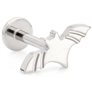 1.2mm Gauge Titanium Labret with Striped Titanium Bat - Internally-Threaded