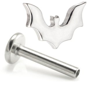 1.2mm Gauge Titanium Labret with Plain Titanium Bat - Internally-Threaded