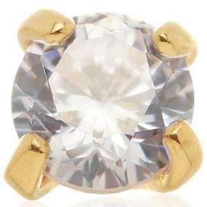 1.2mm Gauge 14ct Yellow Gold Claw Set Crystal Gem Attachment - Internally-Threaded