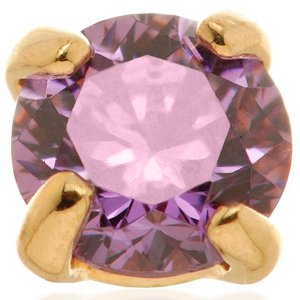 1.2mm Gauge 14ct Yellow Gold Claw Set Amethyst Gem Attachment - Internally-Threaded