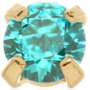 1.2mm Gauge 14ct Yellow Gold Claw Set Blue Topaz Gem Attachment - Internally-Threaded