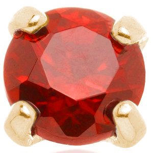 1.2mm Gauge 14ct Yellow Gold Claw Set Garnet Gem Attachment - Internally-Threaded