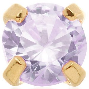 1.2mm Gauge 14ct Yellow Gold Claw Set Lavender Gem Attachment - Internally-Threaded