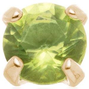 1.2mm Gauge 14ct Yellow Gold Claw Set Peridot Gem Attachment - Internally-Threaded