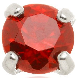 1.2mm Gauge 14ct White Gold Claw Set Garnet Gem Attachment - Internally-Threaded