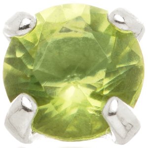 1.2mm Gauge 14ct White Gold Claw Set Peridot Gem Attachment - Internally-Threaded