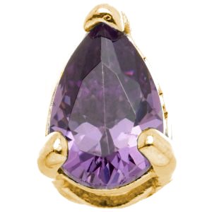 1.2mm Gauge 14ct Yellow Gold Amethyst Teardrop Gem Attachment - Internally-Threaded