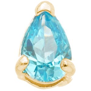 1.2mm Gauge 14ct Yellow Gold Aqua Teardrop Gem Attachment - Internally-Threaded