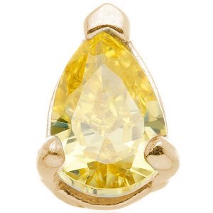 1.2mm Gauge 14ct Yellow Gold Citrine Teardrop Gem Attachment - Internally-Threaded