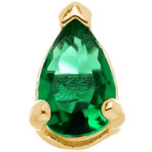 1.2mm Gauge 14ct Yellow Gold Emerald Teardrop Gem Attachment - Internally-Threaded