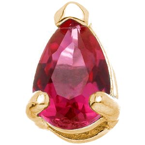 1.2mm Gauge 14ct Yellow Gold Ruby Teardrop Gem Attachment - Internally-Threaded