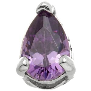 1.2mm Gauge 14ct White Gold Amethyst Teardrop Gem Attachment - Internally-Threaded