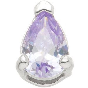 1.2mm Gauge 14ct White Gold Lavender Teardrop Gem Attachment - Internally-Threaded