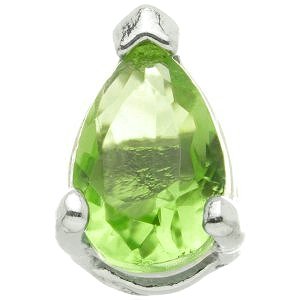 1.2mm Gauge 14ct White Gold Peridot Teardrop Gem Attachment - Internally-Threaded