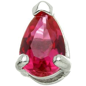 1.2mm Gauge 14ct White Gold Ruby Teardrop Gem Attachment - Internally-Threaded