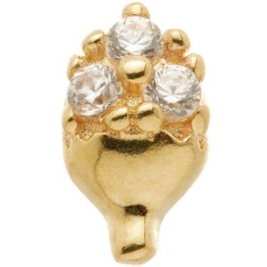 1.2mm Gauge 14ct Yellow Gold Jewelled Acorn Attachment - Internally-Threaded