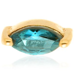 1.2mm Gauge 14ct Yellow Gold Blue Topaz Marquise Jewel Attachment - Internally-Threaded