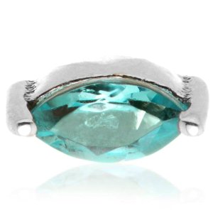 1.2mm Gauge 14ct White Gold Blue Topaz Marquise Jewel Attachment - Internally-Threaded