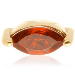 1.2mm Gauge 14ct Yellow Gold Garnet Marquise Jewel Attachment - Internally-Threaded