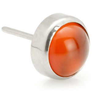 Threadless Titanium Bezel Set Red Agate Attachment