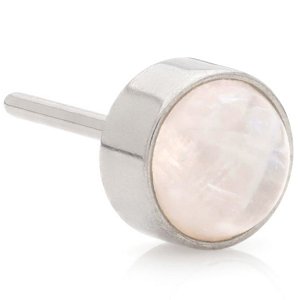 Threadless Titanium Bezel Set Light Rose Quartz Attachment