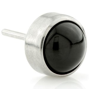 Threadless Titanium Bezel Set Black Agate Attachment