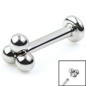 1.2mm Gauge Titanium Labret with Titanium Trinity Ball - Internally-Threaded