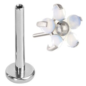 1.0mm Gauge Threadless Titanium Opal Flower Labret