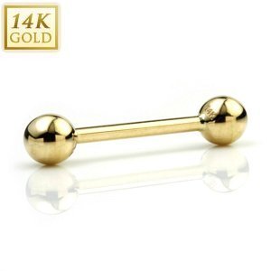 1.6mm Gauge 14ct Gold Barbell - Internally Threaded