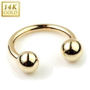 1.2mm Gauge 14ct Gold Circular Barbell - Internally Threaded