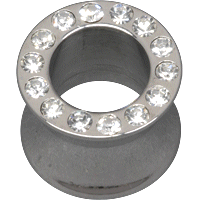Jewelled Chunky Steel Double Flared Tunnel