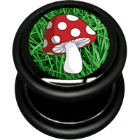 PVD Black Steel Fake Plug - Mushroom