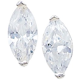 3mm x 6mm Sterling Silver Marquise CZ Earrings