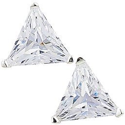 9mm Sterling Silver Triangle CZ Earrings