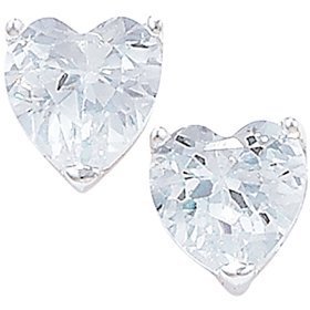 7mm Sterling Silver Heart CZ Earrings