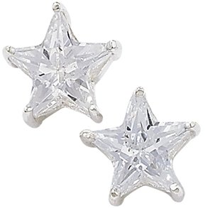 8mm Sterling Silver Star CZ Earrings