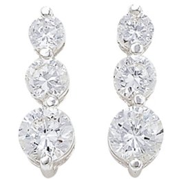 Sterling Silver Triple Gem CZ Earrings