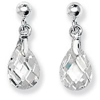 Sterling Silver Dangly Teardrop CZ Earrings