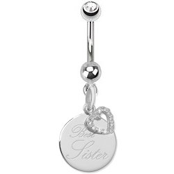 Sterling Silver 'Best Sister' Belly Bar