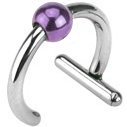 Steel BCR Fake Helix Bar with Coloured Ball