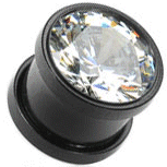 PVD Black Encased Jewel Two-Piece Plug